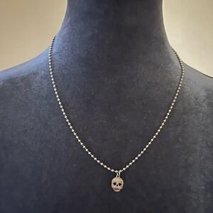 Silver Tone Skull Charm on Ball Chain